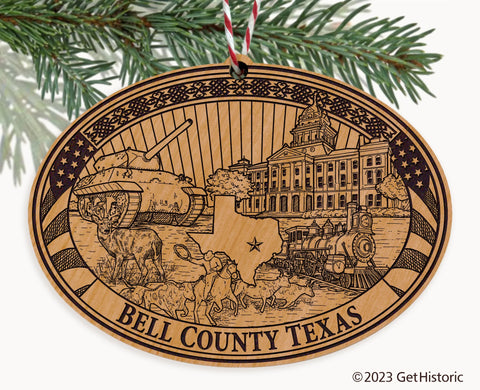 Bell County Texas Engraved Natural Ornament