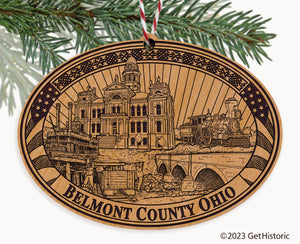 Belmont County Ohio Engraved Natural Ornament
