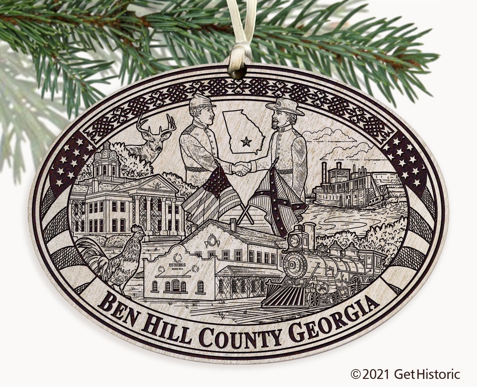 Ben Hill County Georgia Engraved Ornament