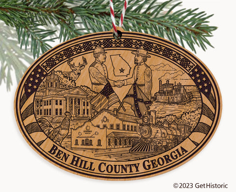 Ben Hill County Georgia Engraved Natural Ornament