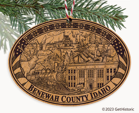 Benewah County Idaho Engraved Natural Ornament