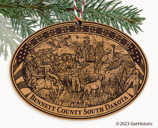 Bennett County South Dakota Engraved Natural Ornament
