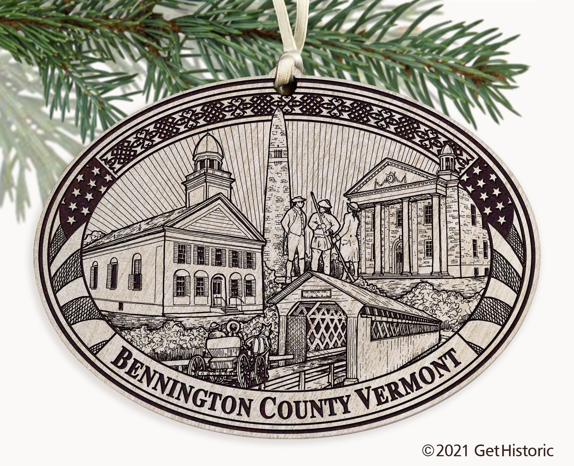 Bennington County Vermont Engraved Ornament