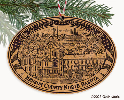 Benson County North Dakota Engraved Natural Ornament