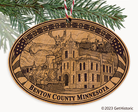 Benton County Minnesota Engraved Natural Ornament