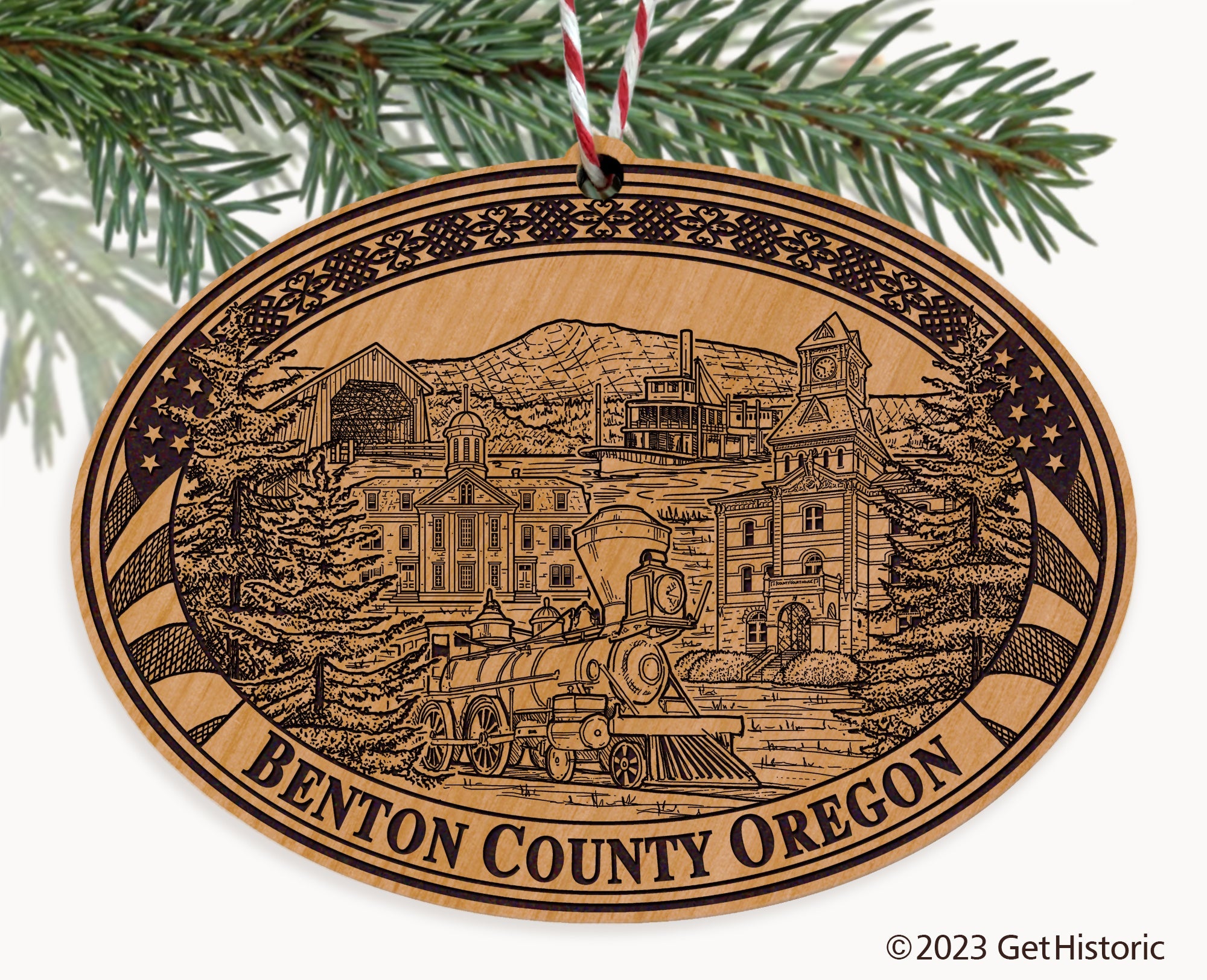 Benton County Oregon Engraved Natural Ornament