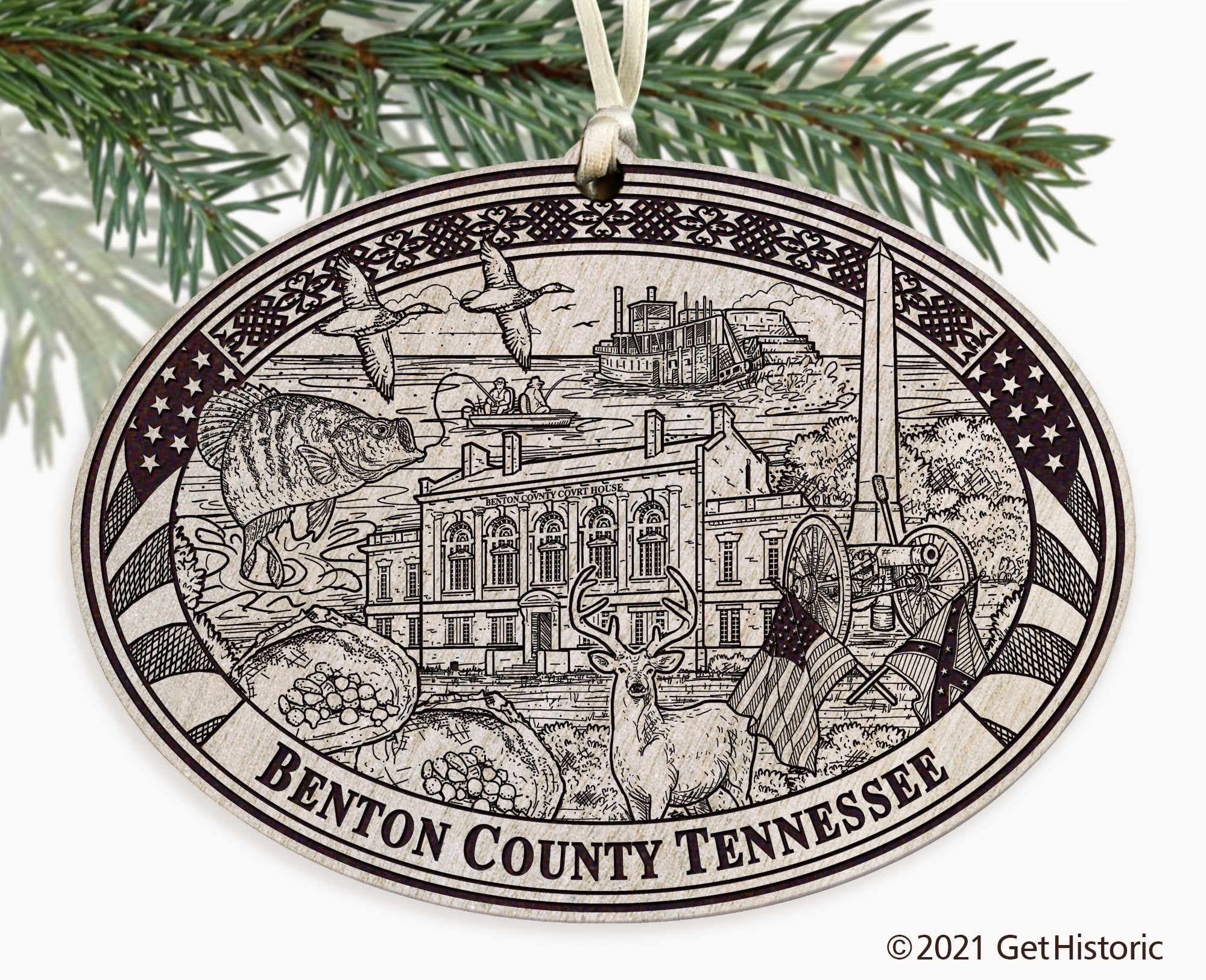 Benton County Tennessee Engraved Ornament