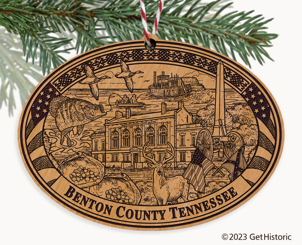 Benton County Tennessee Engraved Natural Ornament