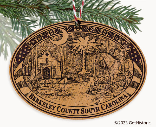 Berkeley County South Carolina Engraved Natural Ornament
