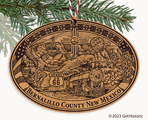 Bernalillo County New Mexico Engraved Natural Ornament