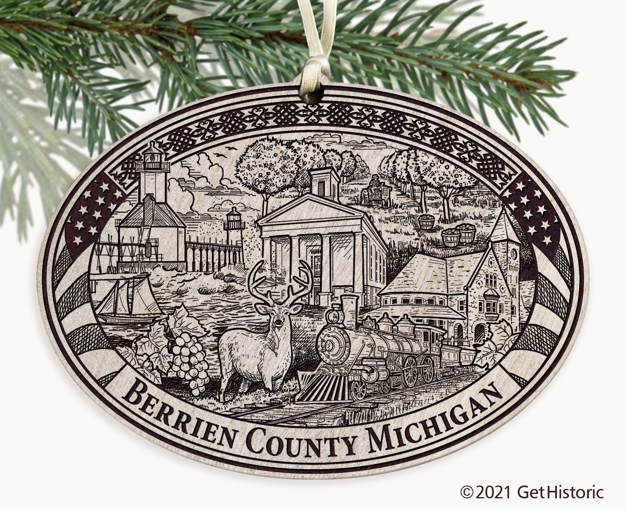 Berrien County Michigan Engraved Ornament