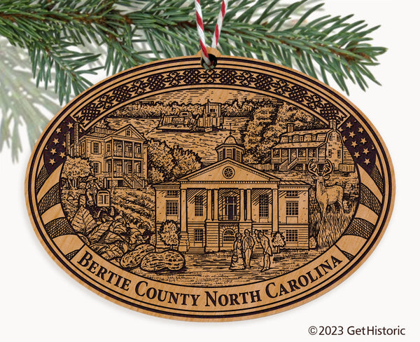 Bertie County North Carolina Engraved Natural Ornament