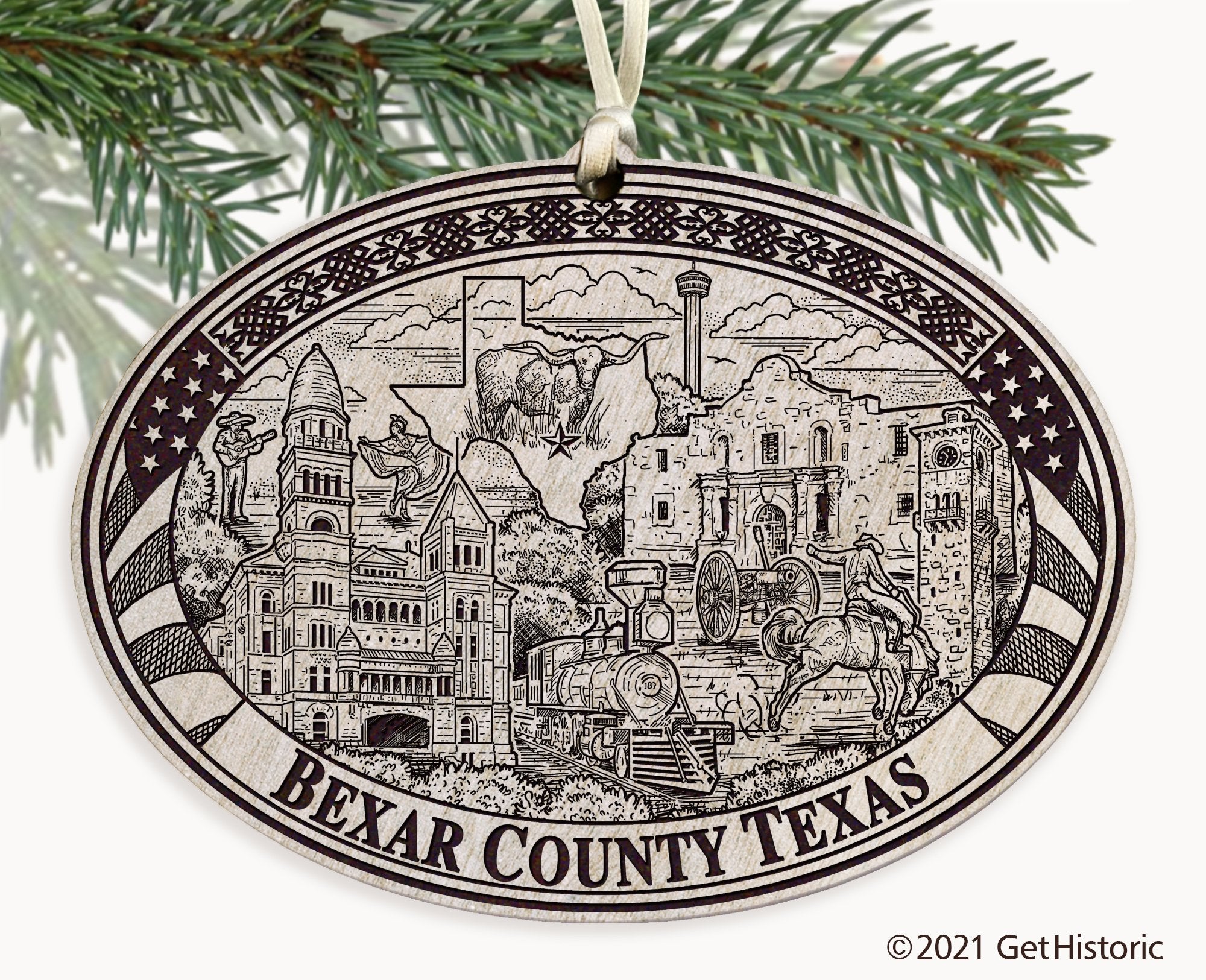 Bexar County Texas Engraved Ornament