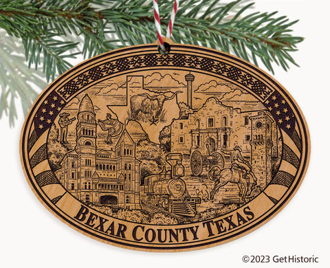 Bexar County Texas Engraved Natural Ornament