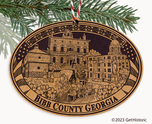 Bibb County Georgia Engraved Natural Ornament