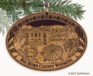 Big Horn County Wyoming Engraved Natural Ornament