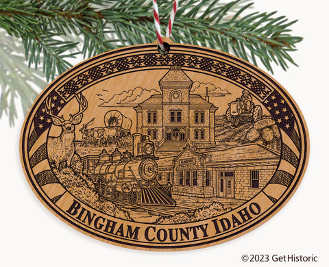 Bingham County Idaho Engraved Natural Ornament