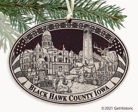 Black Hawk County Iowa Engraved Ornament