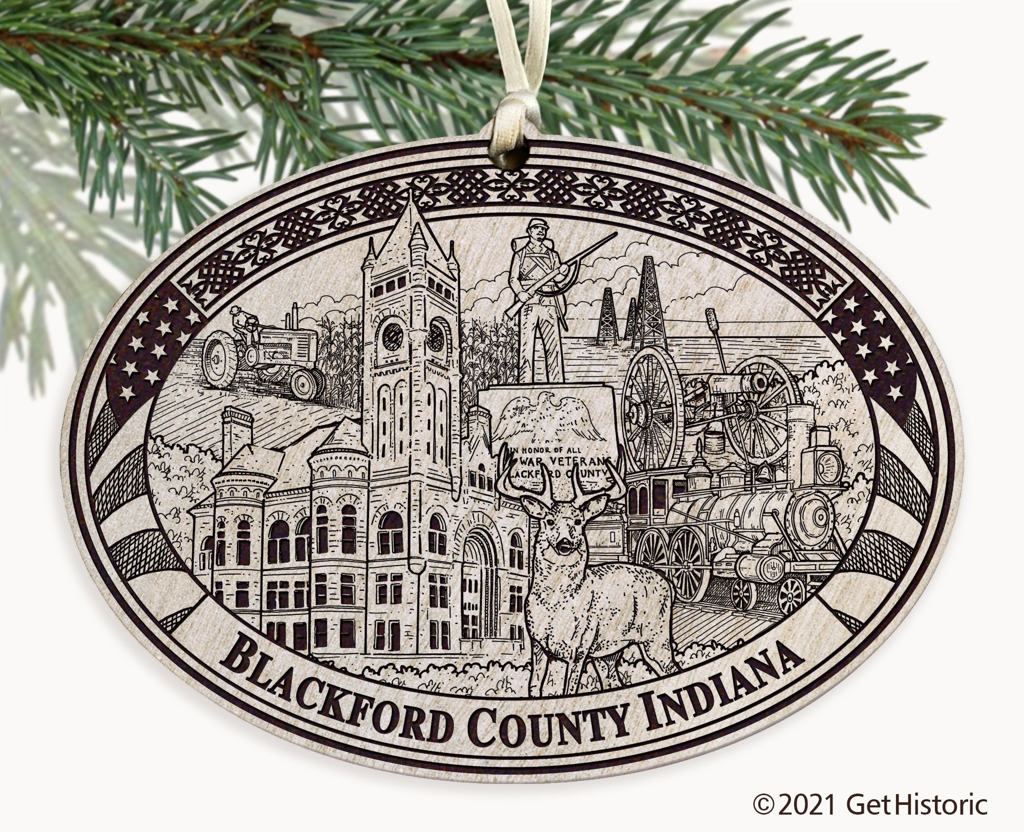 Blackford County Indiana Engraved Ornament