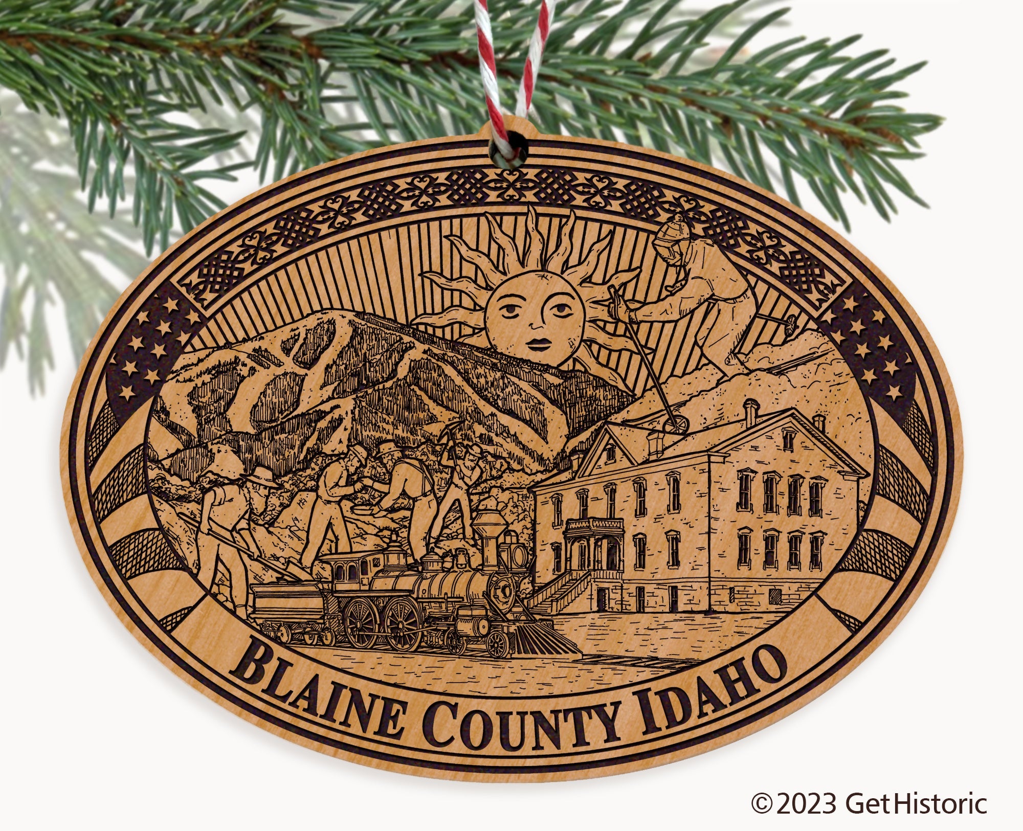 Blaine County Idaho Engraved Natural Ornament