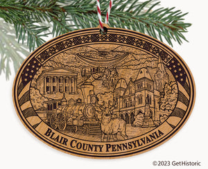 Blair County Pennsylvania Engraved Natural Ornament