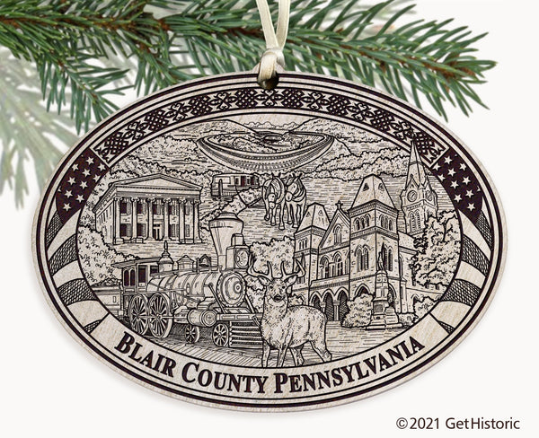 Blair County Pennsylvania Engraved Ornament