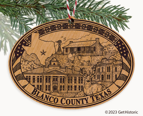 Blanco County Texas Engraved Natural Ornament