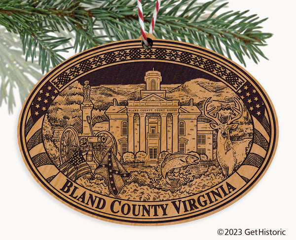 Bland County Virginia Engraved Natural Ornament