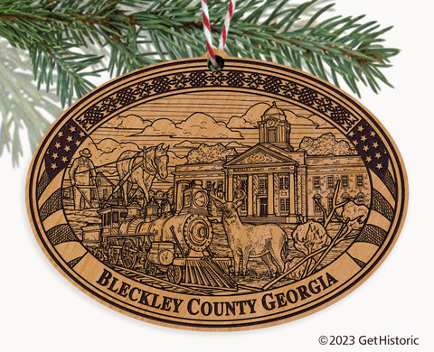 Bleckley County Georgia Engraved Natural Ornament