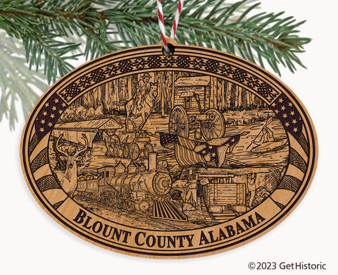 Blount County Alabama Engraved Natural Ornament