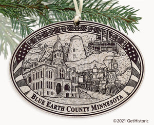 Blue Earth County Minnesota Engraved Ornament