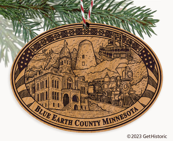 Blue Earth County Minnesota Engraved Natural Ornament