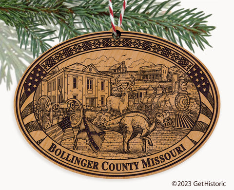 Bollinger County Missouri Engraved Natural Ornament
