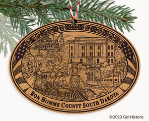Bon Homme County South Dakota Engraved Natural Ornament