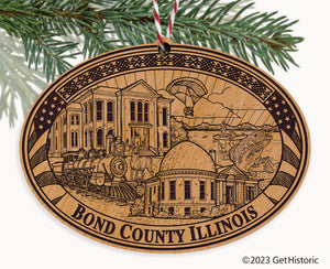 Bond County Illinois Engraved Natural Ornament