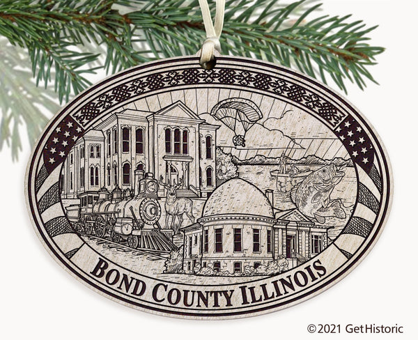 Bond County Illinois Engraved Ornament
