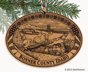Bonner County Idaho Engraved Natural Ornament