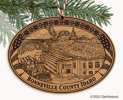 Bonneville County Idaho Engraved Natural Ornament