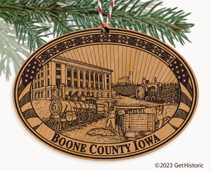 Boone County Iowa Engraved Natural Ornament