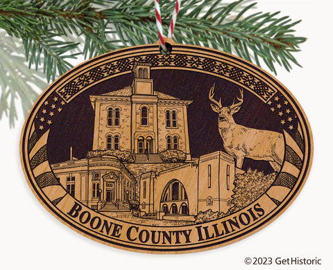 Boone County Illinois Engraved Natural Ornament