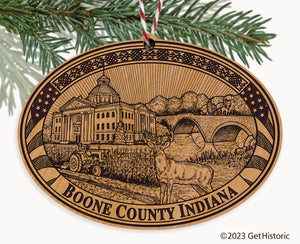 Boone County Indiana Engraved Natural Ornament