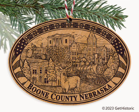 Boone County Nebraska Engraved Natural Ornament