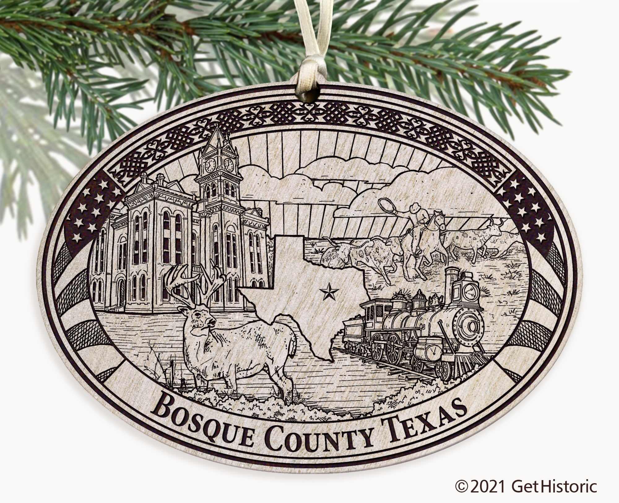 Bosque County Texas Engraved Ornament