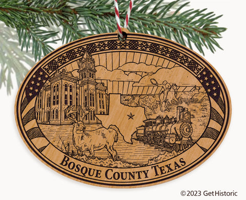 Bosque County Texas Engraved Natural Ornament