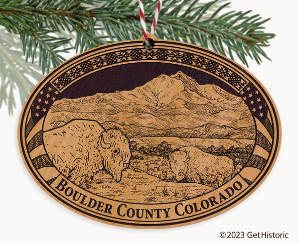 Boulder County Colorado Engraved Natural Ornament
