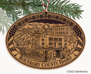 Boundary County Idaho Engraved Natural Ornament