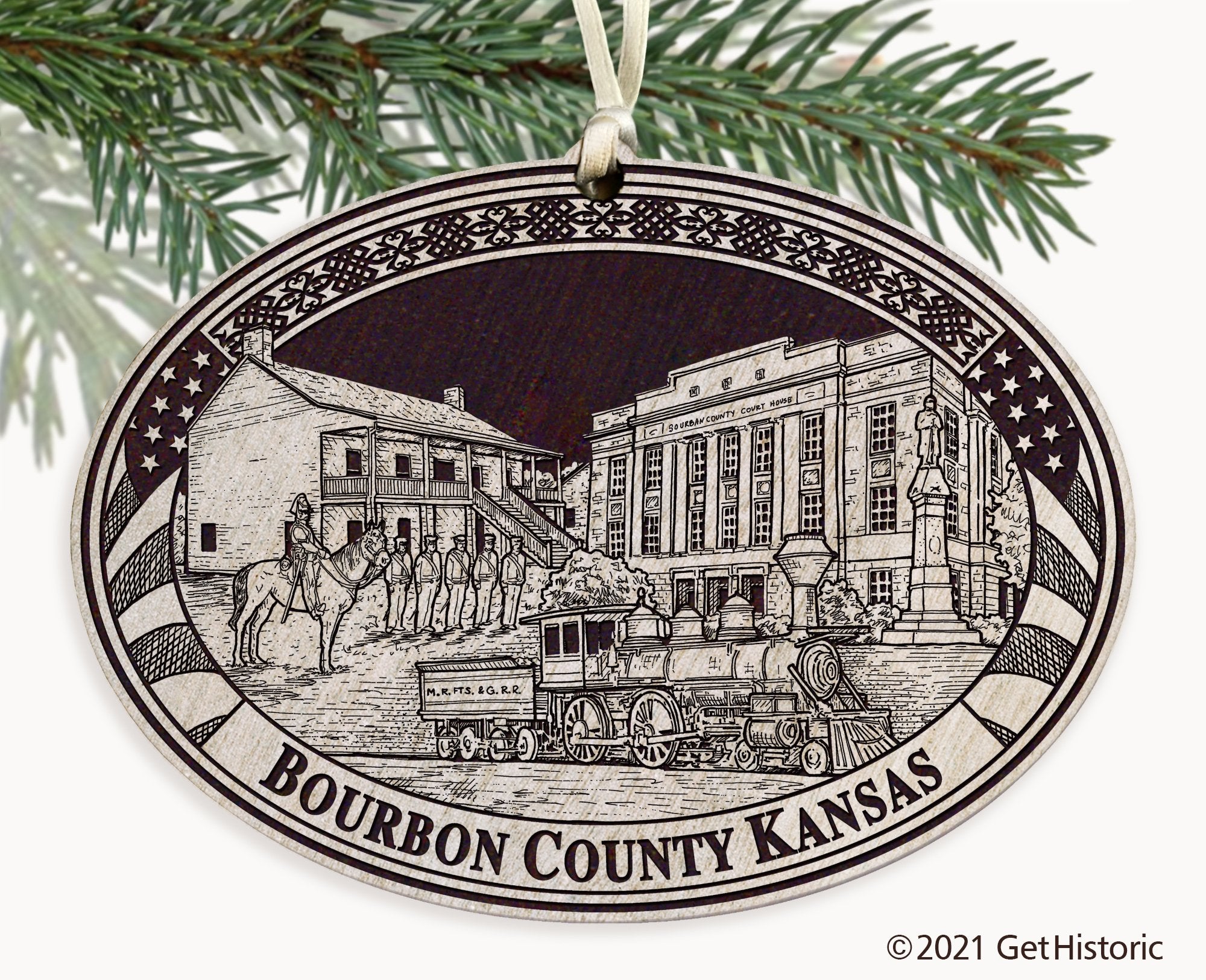 Bourbon County Kansas Engraved Ornament
