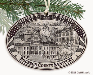 Bourbon County Kentucky Engraved Ornament