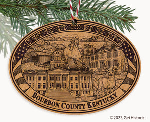 Bourbon County Kentucky Engraved Natural Ornament
