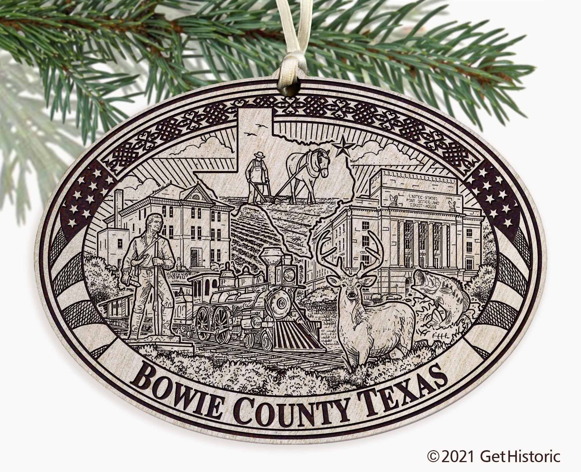 Bowie County Texas Engraved Ornament